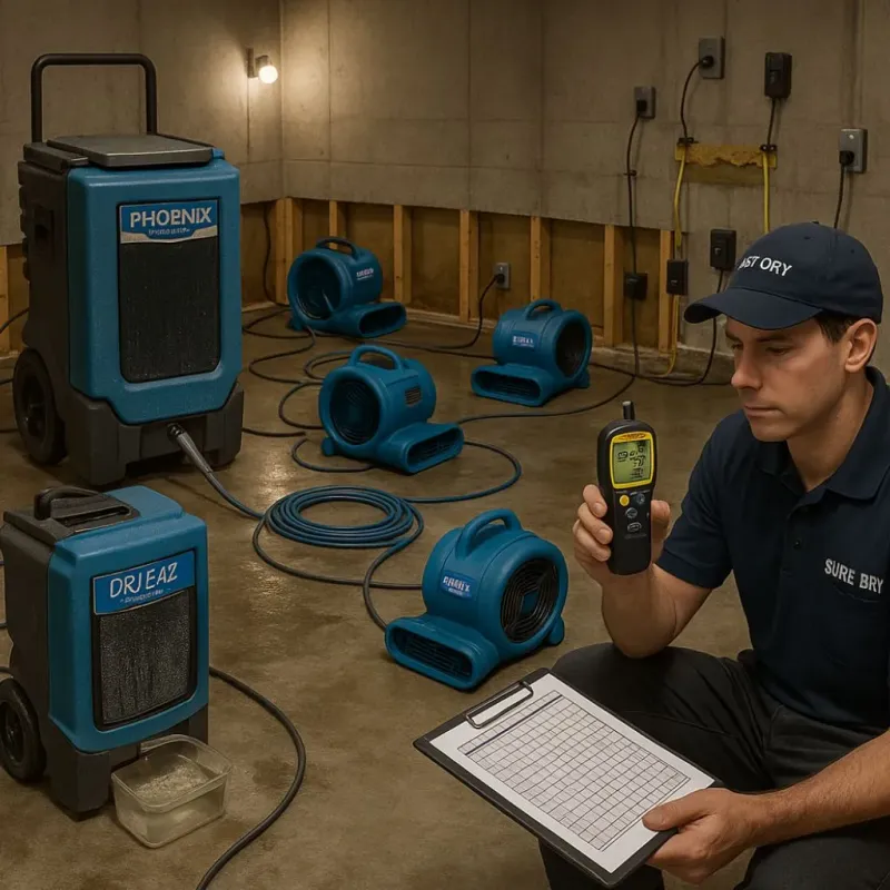 Structural Drying and Dehumidification process in Taylor Lake Village, TX